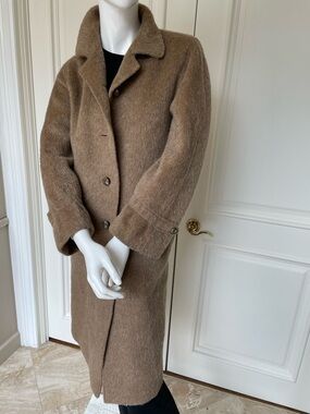 Vintage 100% Lama Wool Coat Luxusqualitat Made in Germany - Camel Tan Overcoat